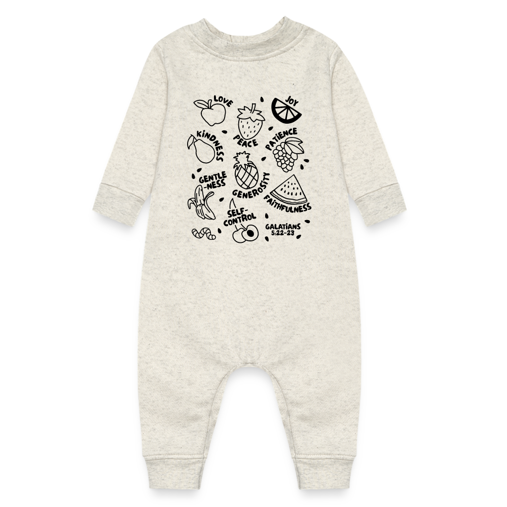 Fruit of the Spirit Fleece Baby Onesie Bodysuit - heather oatmeal