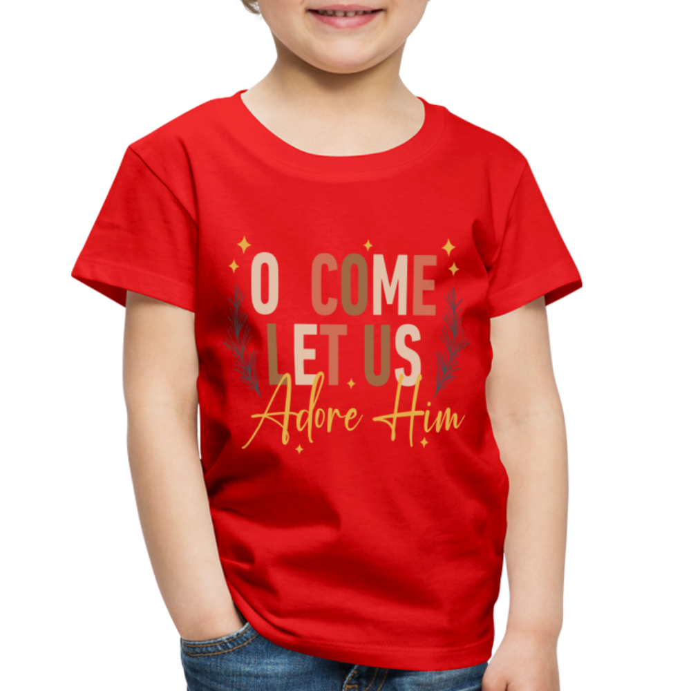 O Come Let us Adore Him Christmas Toddler Shirt - red