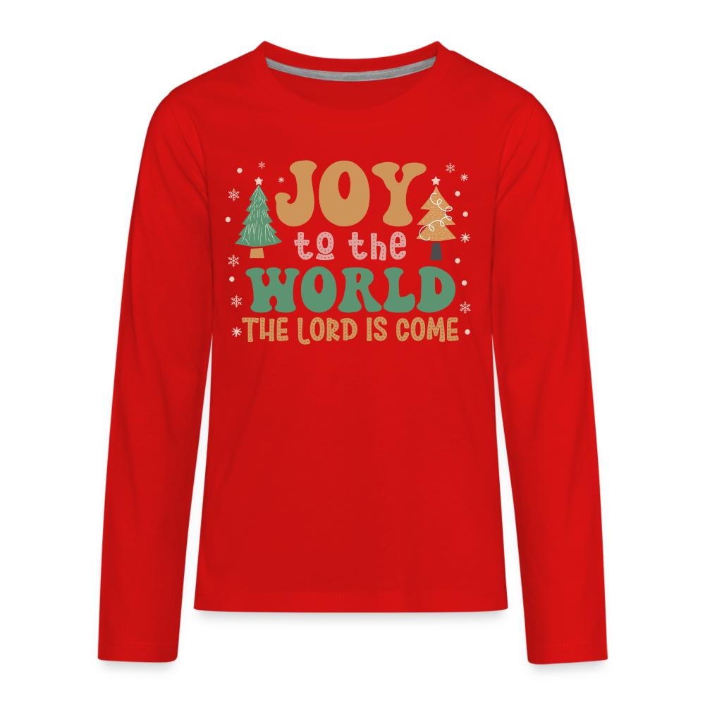 Joy to the World Christmas Family Kids' Premium Long Sleeve T-Shirt - red