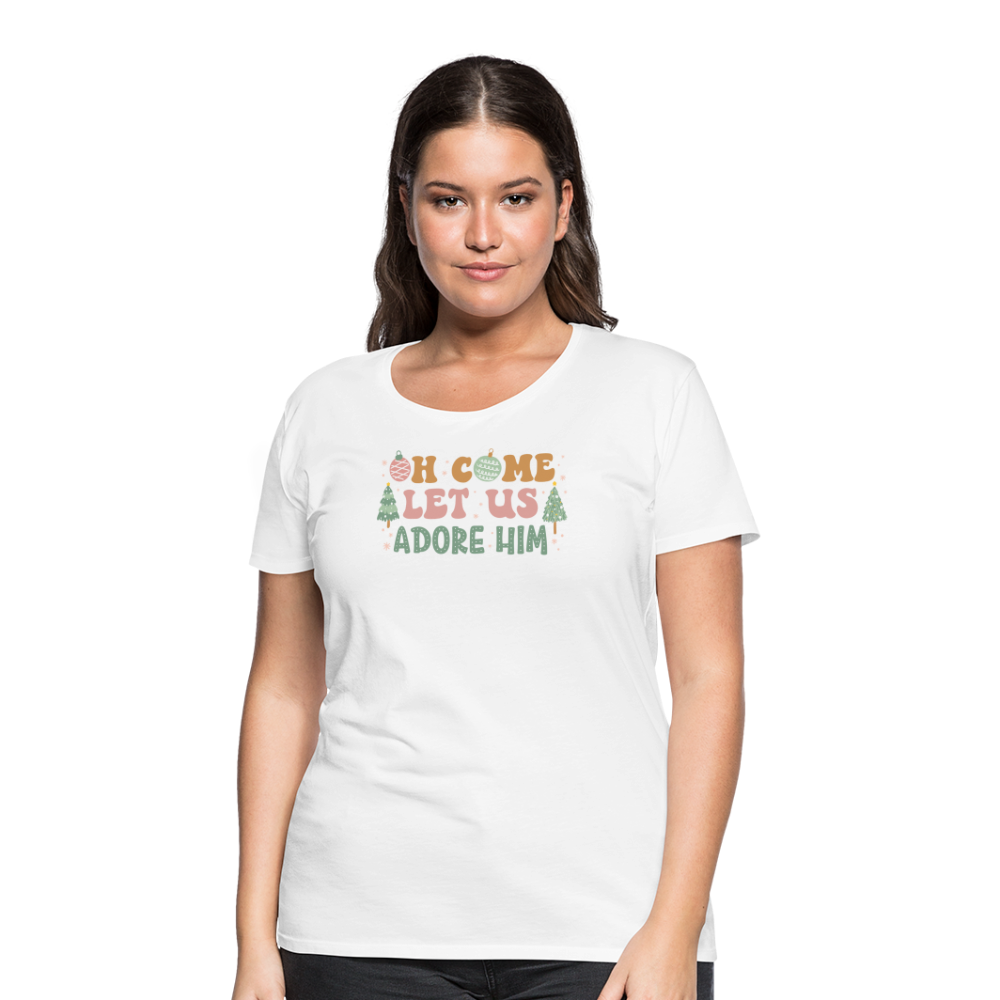 O Come Let Us Adore Him Christmas Family Women’s Premium T-Shirt - white