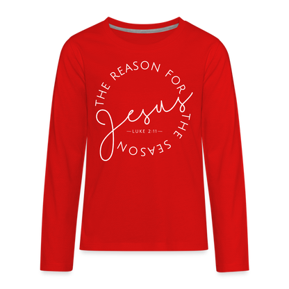 The Reason for the Season Christmas Kids' Premium Long Sleeve T-Shirt - red