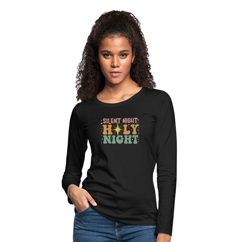 Silent Night Christmas Family Women's Premium Long Sleeve T-Shirt - black