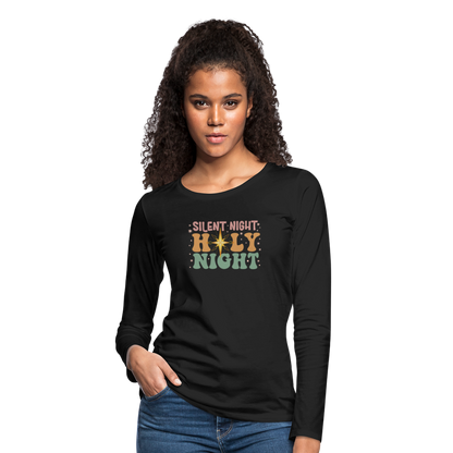 Silent Night Christmas Family Women's Premium Long Sleeve T-Shirt - black