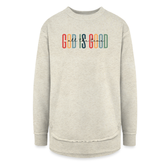 God is Good (Rainbow) Women's Tunic Sweater - heather oatmeal