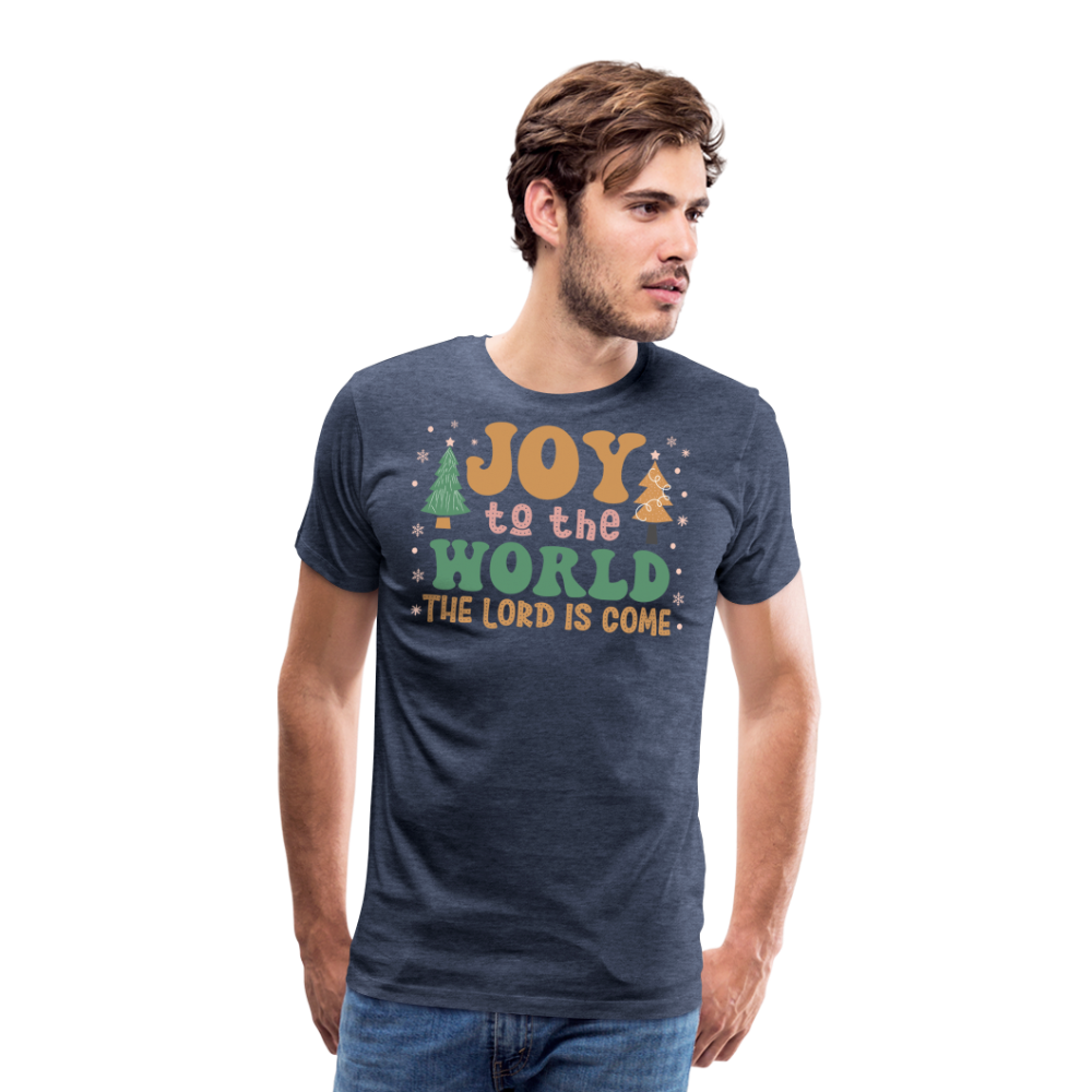 Joy to the World Christmas Family Men's Premium T-Shirt - heather blue