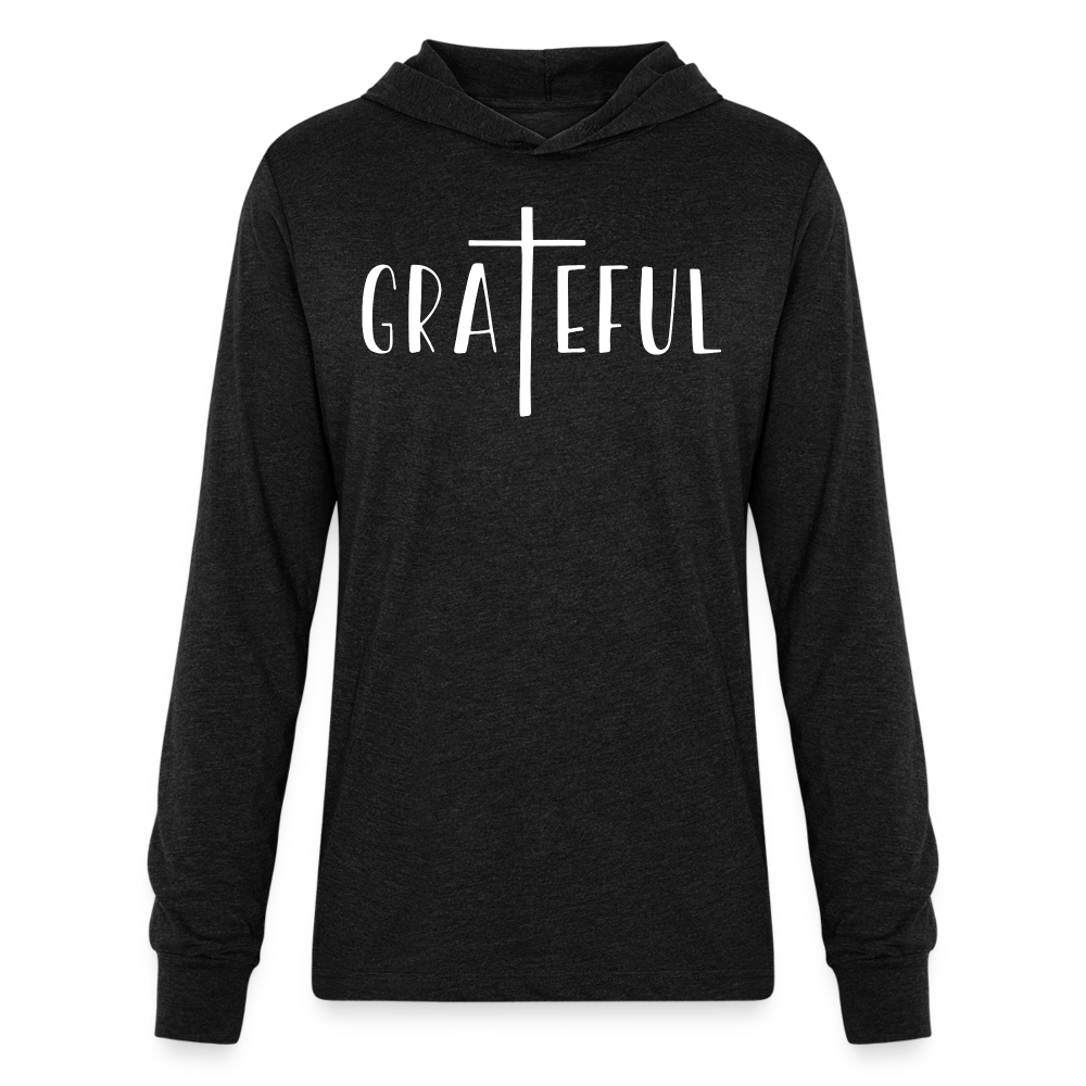 Grateful Men's Long Sleeve Shirt with Hood - heather black