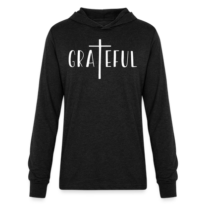 Grateful Men's Long Sleeve Shirt with Hood - heather black