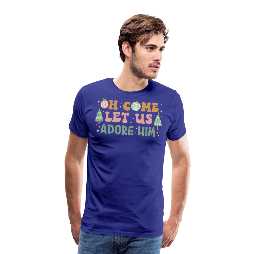 Oh Come Let Us Adore Him Christmas Family Men's Premium T-Shirt - royal blue