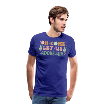 Oh Come Let Us Adore Him Christmas Family Men's Premium T-Shirt - royal blue