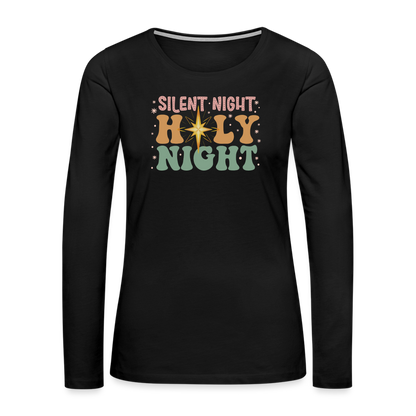 Silent Night Christmas Family Women's Premium Long Sleeve T-Shirt - black