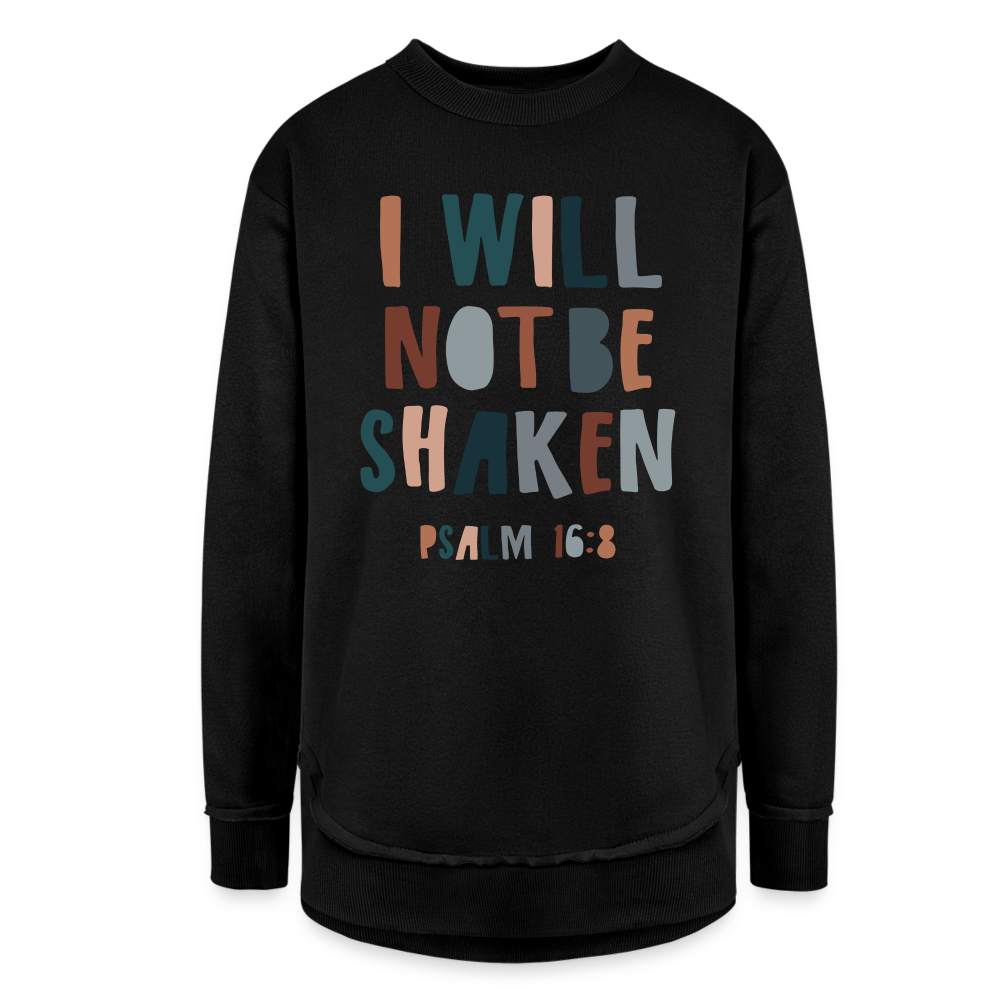 I Will Not Be Shaken Women's Weekend Tunic Fleece Sweatshirt - black