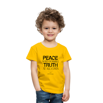 Peace when Possible Truth at All Costs Reformation Day Toddler T-Shirt - sun yellow