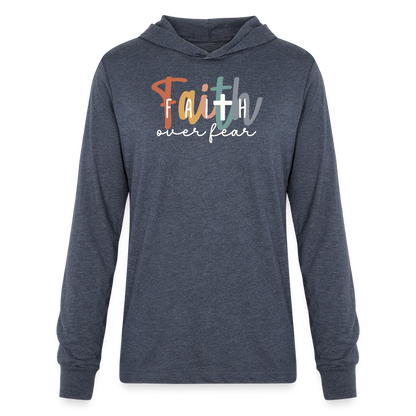 Faith Over Fear Men's Long Sleeve Shirt - heather navy