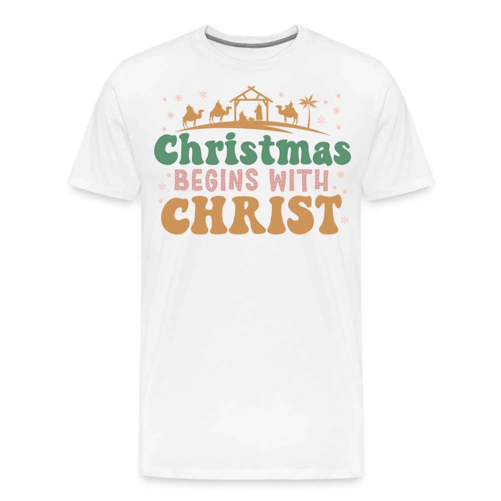 Christmas Begins with Christ is Born Christmas Family Men's Premium T-Shirt - white