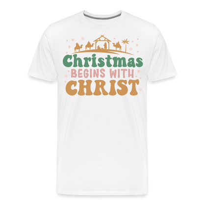 Christmas Begins with Christ is Born Christmas Family Men's Premium T-Shirt - white