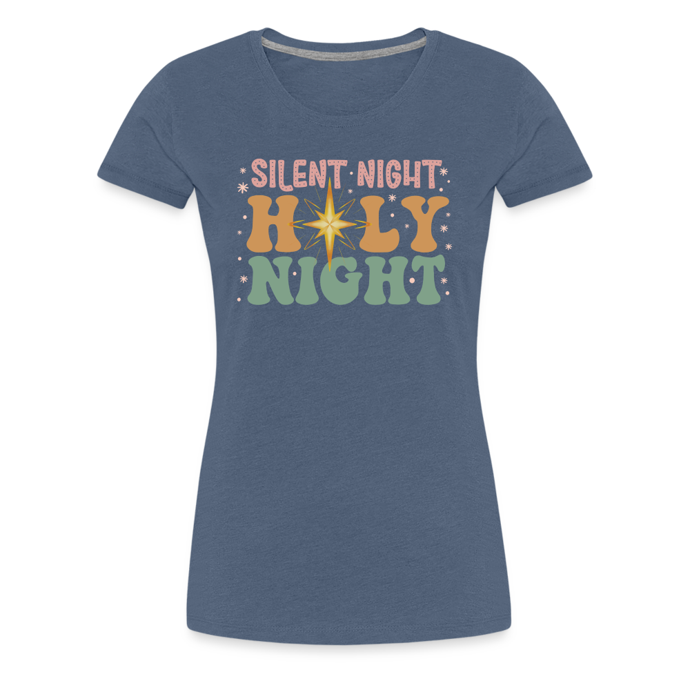 Silent Night Christmas Family Women’s Premium T-Shirt - heather blue