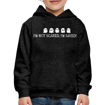 I'm Not Scared I'm Saved (W) Kid's Hoodie - charcoal grey