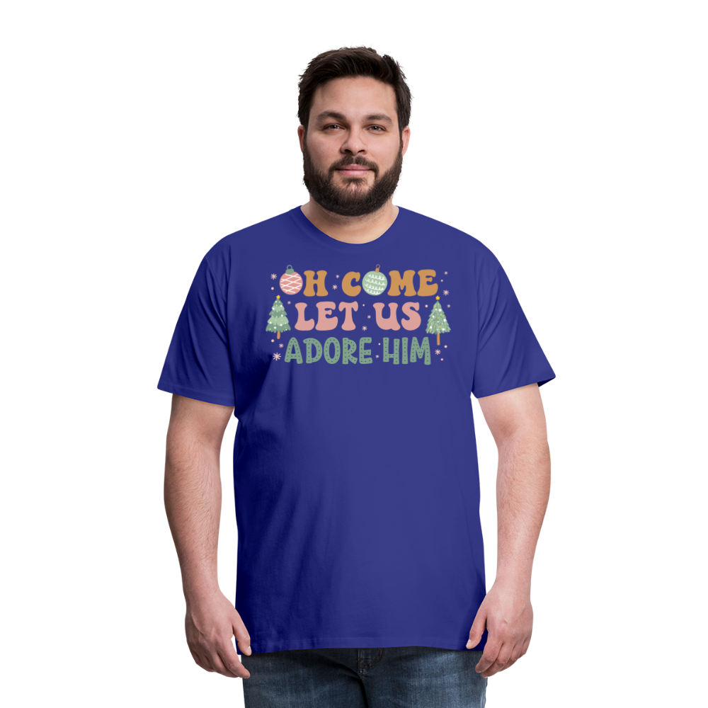 Oh Come Let Us Adore Him Christmas Family Men's Premium T-Shirt - royal blue