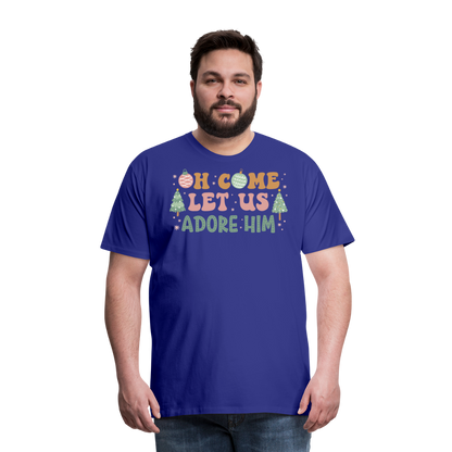 Oh Come Let Us Adore Him Christmas Family Men's Premium T-Shirt - royal blue