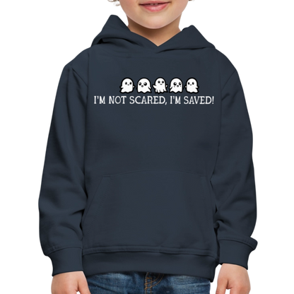 I'm Not Scared I'm Saved (W) Kid's Hoodie - navy