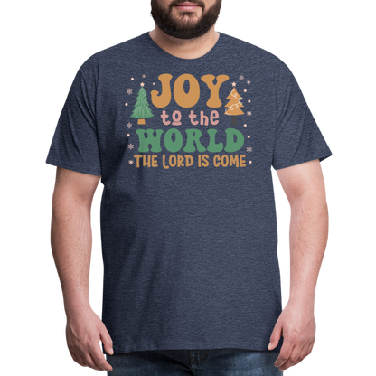 Joy to the World Christmas Family Men's Premium T-Shirt - heather blue