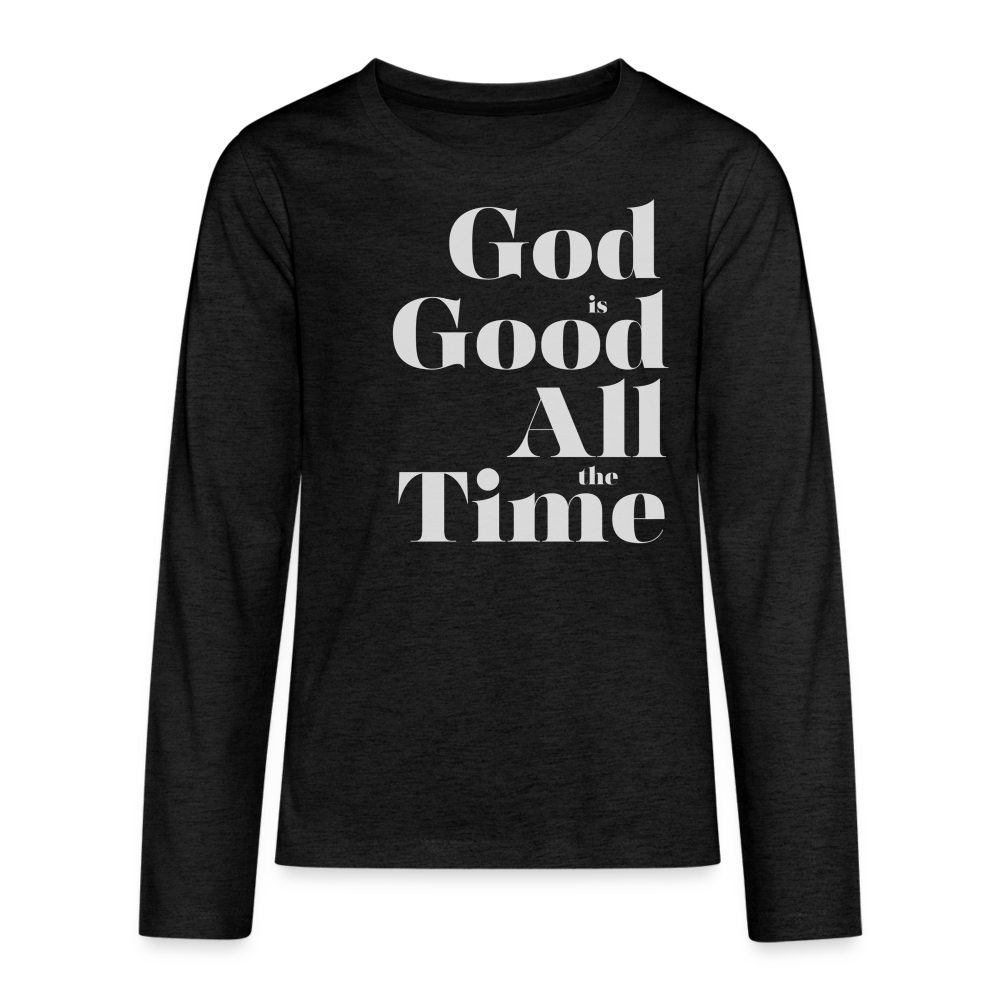 God is Good Kids' Premium Long Sleeve T-Shirt - charcoal grey