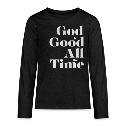 God is Good Kids' Premium Long Sleeve T-Shirt - charcoal grey