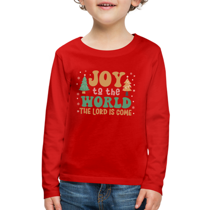 Joy to the World Christmas Family Kids' Premium Long Sleeve T-Shirt - red