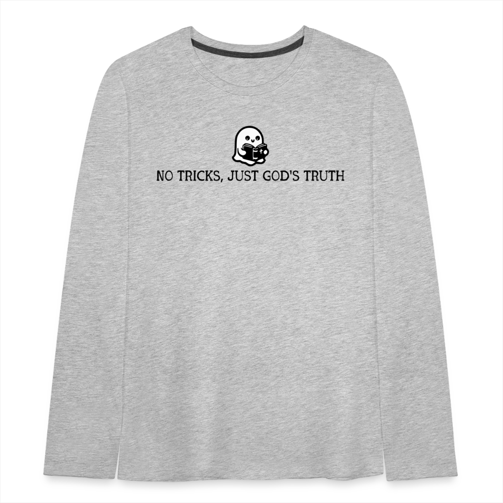 No Tricks Just God's Truth Kids Long Sleeve Shirt - heather gray