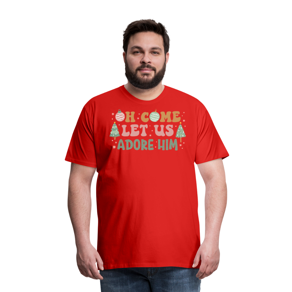 Oh Come Let Us Adore Him Christmas Family Men's Premium T-Shirt - red