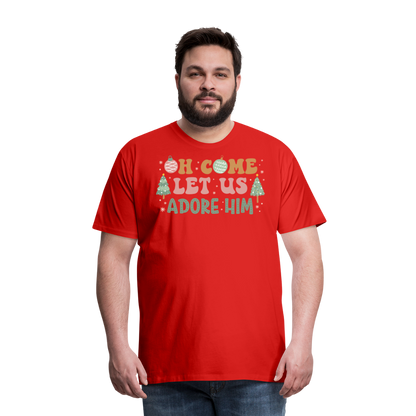 Oh Come Let Us Adore Him Christmas Family Men's Premium T-Shirt - red