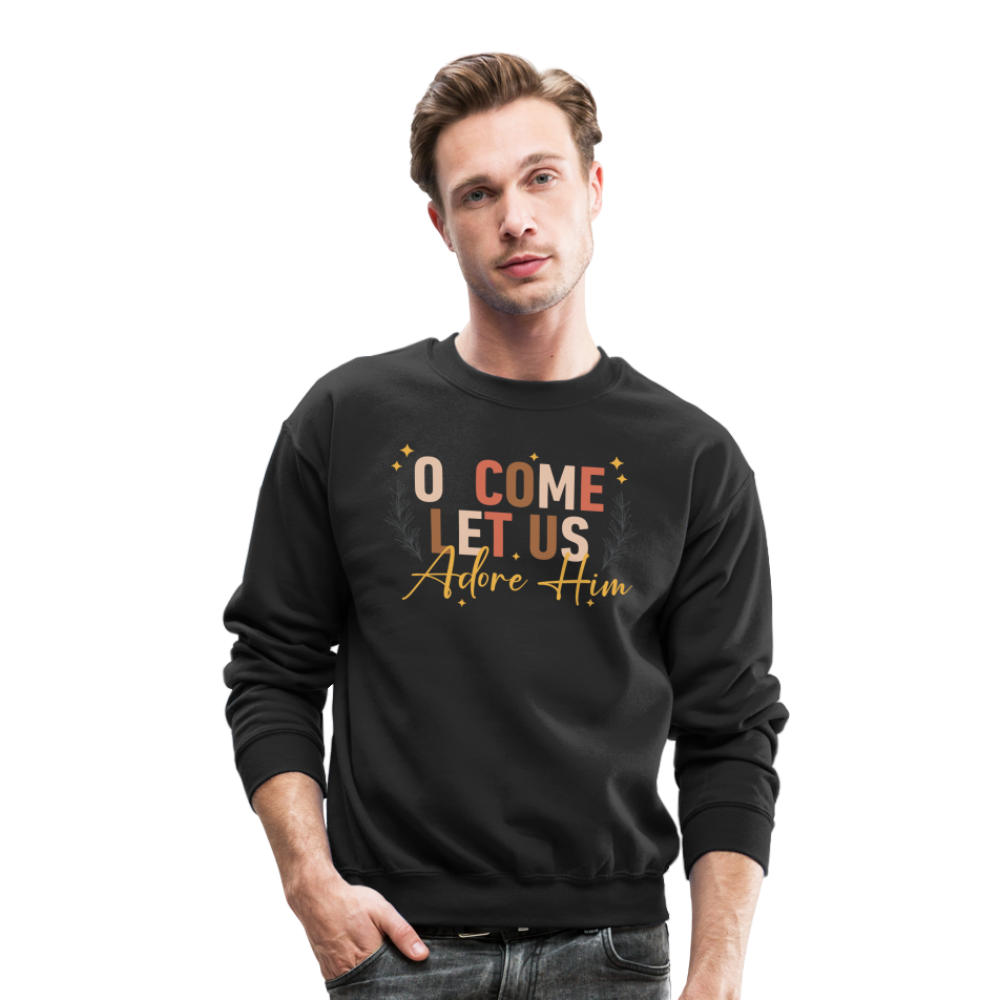 O Come Let us Adore Him Christmas Men's Sweater - black