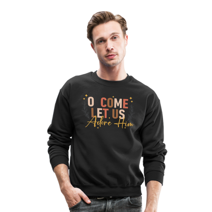 O Come Let us Adore Him Christmas Men's Sweater - black