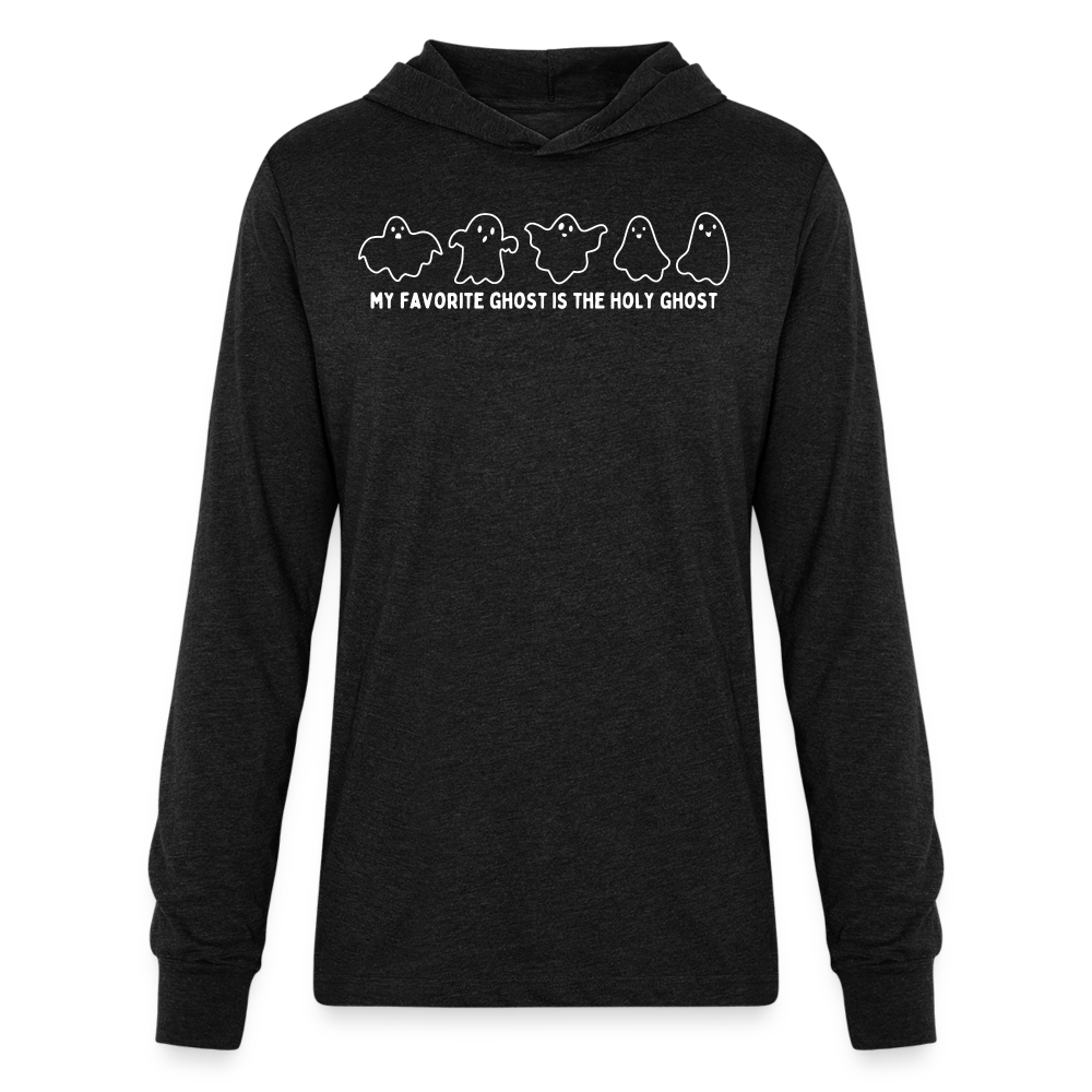 My Favorite Ghost is the Holy Ghost (Outline) Men's Long Sleeve Shirt - heather black