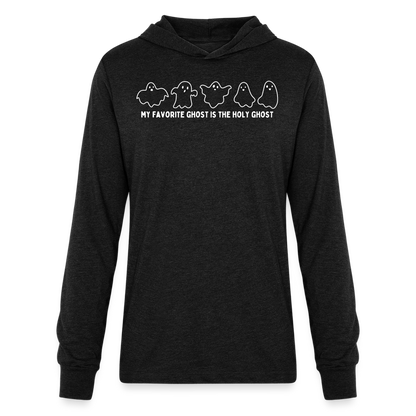 My Favorite Ghost is the Holy Ghost (Outline) Men's Long Sleeve Shirt - heather black