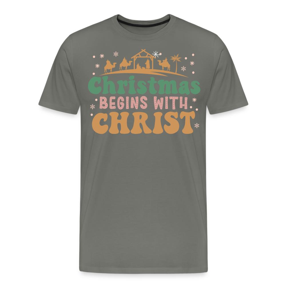 Christmas Begins with Christ is Born Christmas Family Men's Premium T-Shirt - asphalt gray