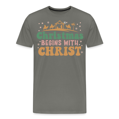 Christmas Begins with Christ is Born Christmas Family Men's Premium T-Shirt - asphalt gray