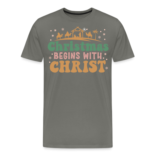 Christmas Begins with Christ is Born Christmas Family Men's Premium T-Shirt - asphalt gray