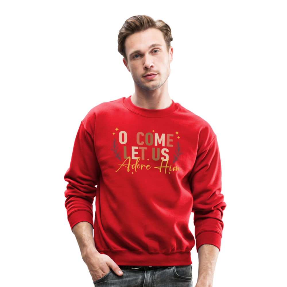 O Come Let us Adore Him Christmas Men's Sweater - red