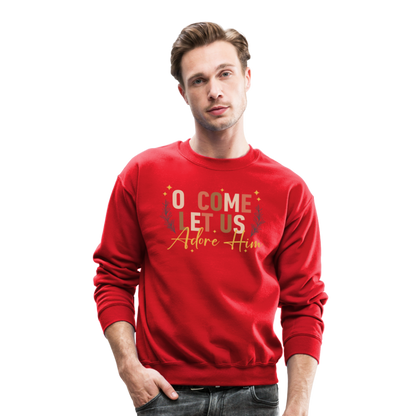 O Come Let us Adore Him Christmas Men's Sweater - red