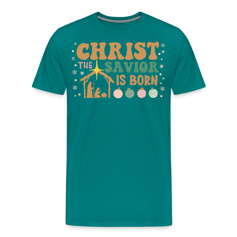 Christ the Savior is Born Christmas Family Men's Premium T-Shirt - teal