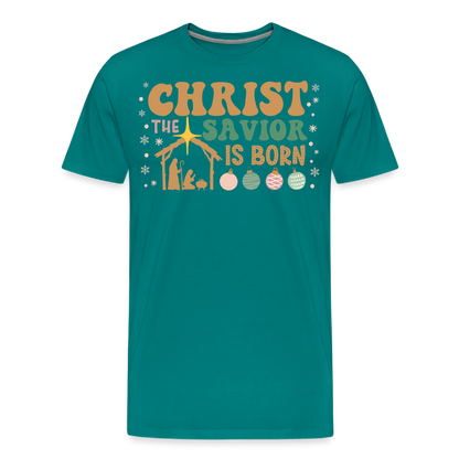 Christ the Savior is Born Christmas Family Men's Premium T-Shirt - teal