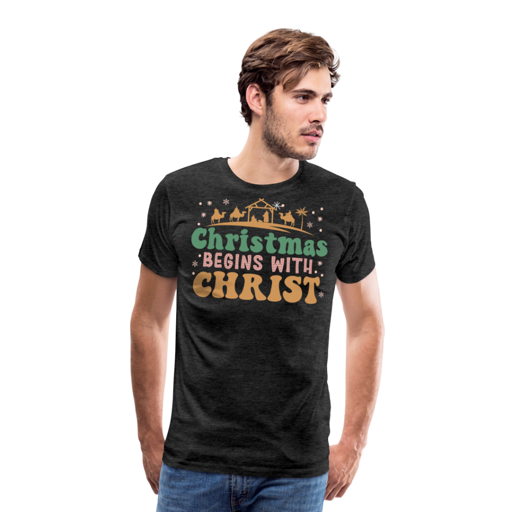 Christmas Begins with Christ is Born Christmas Family Men's Premium T-Shirt - charcoal grey