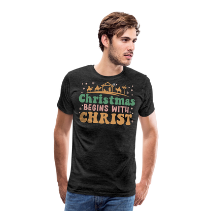 Christmas Begins with Christ is Born Christmas Family Men's Premium T-Shirt - charcoal grey