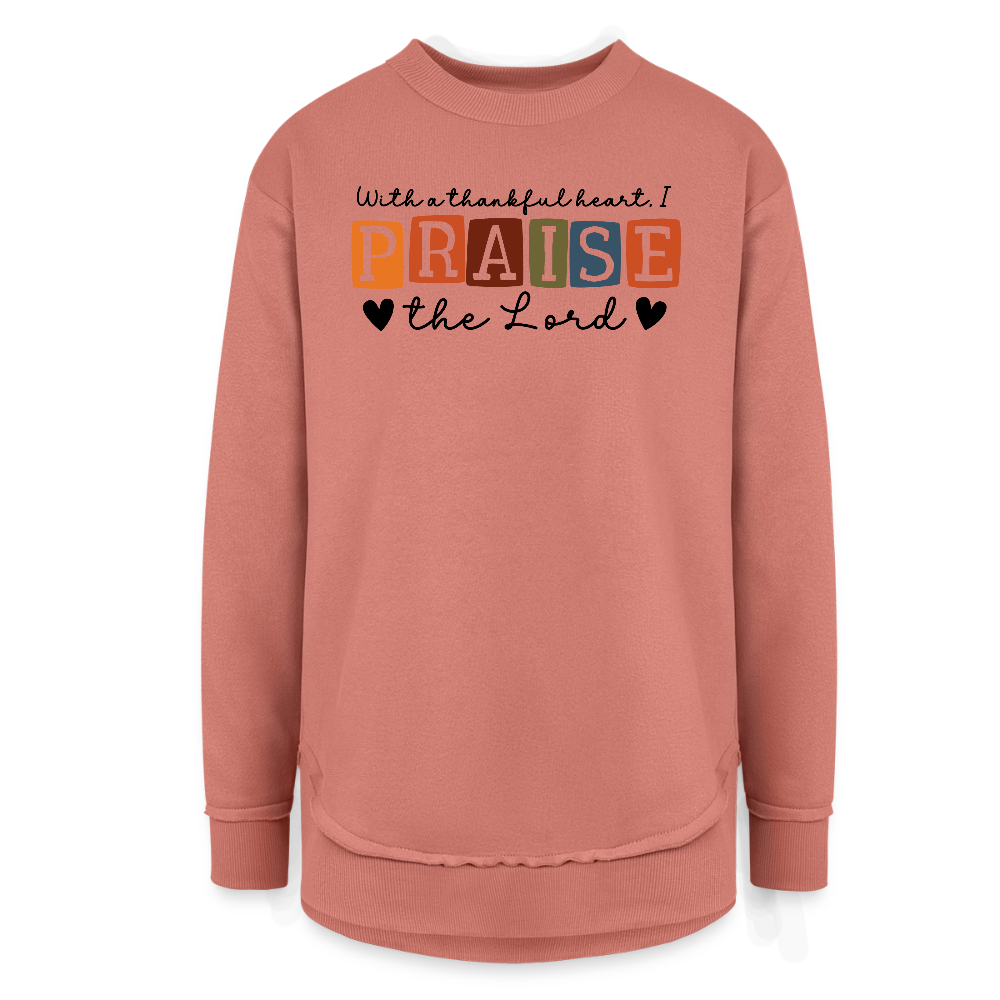 With a Thankful Heart I Praise the Lord Women's Tunic Sweater - mauve