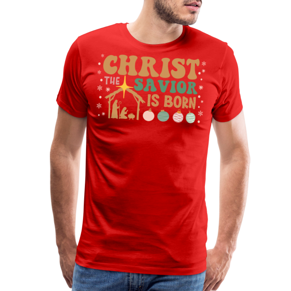 Christ the Savior is Born Christmas Family Men's Premium T-Shirt - red