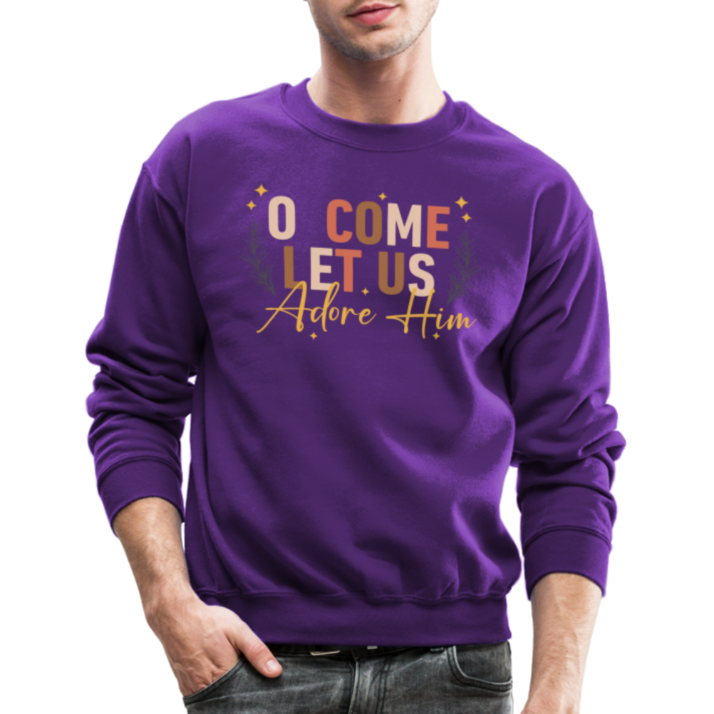 O Come Let us Adore Him Christmas Men's Sweater - purple