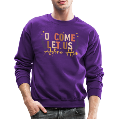 O Come Let us Adore Him Christmas Men's Sweater - purple