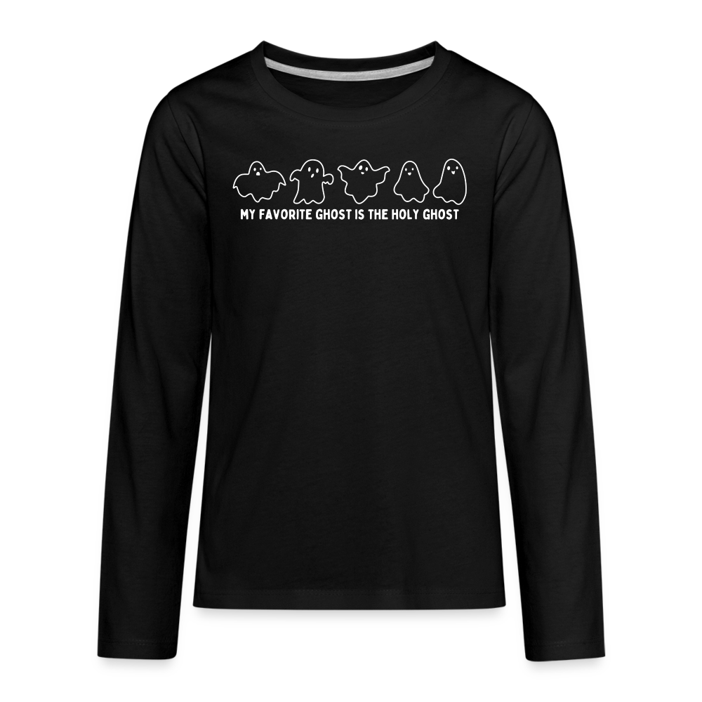 My Favorite Ghost is the Holy Ghost Youth Long Sleeve Shirt - black