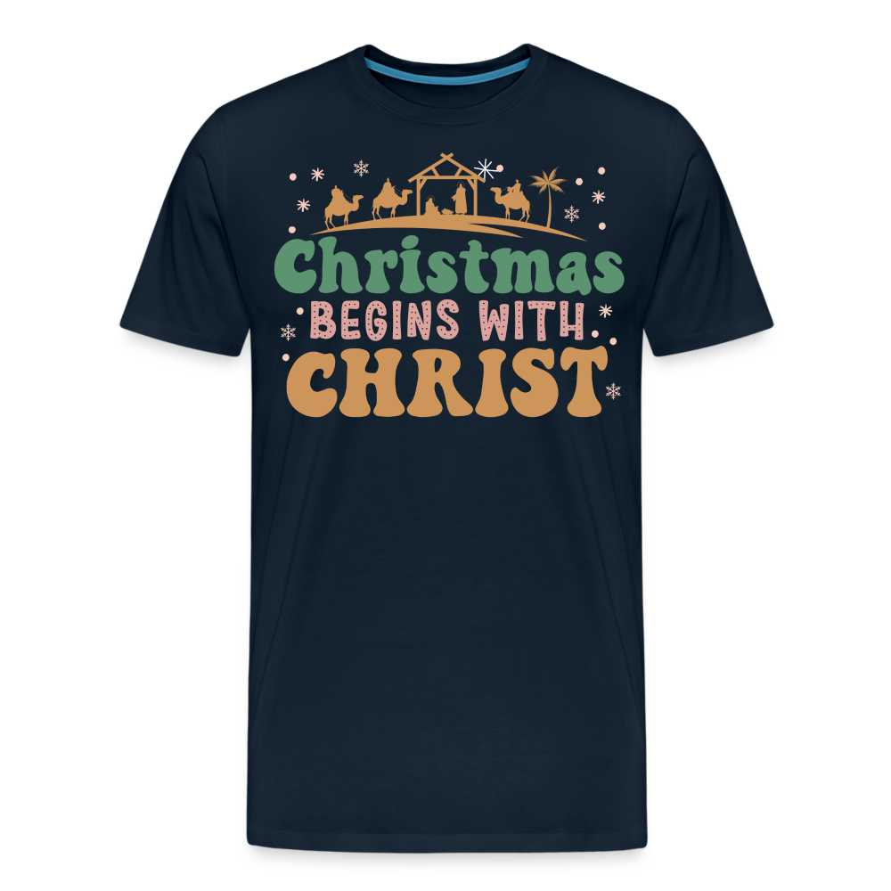 Christmas Begins with Christ is Born Christmas Family Men's Premium T-Shirt - deep navy